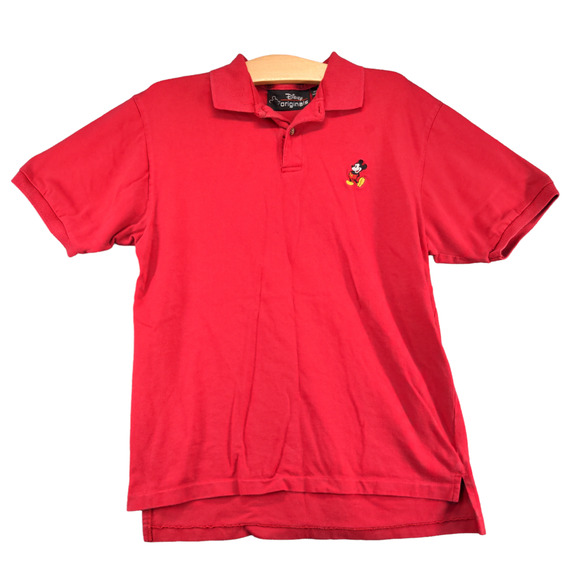 Disney Originals Mens Short Sleeve Polo Shirt Red Size Small Mickey Mouse Logo - Picture 1 of 12